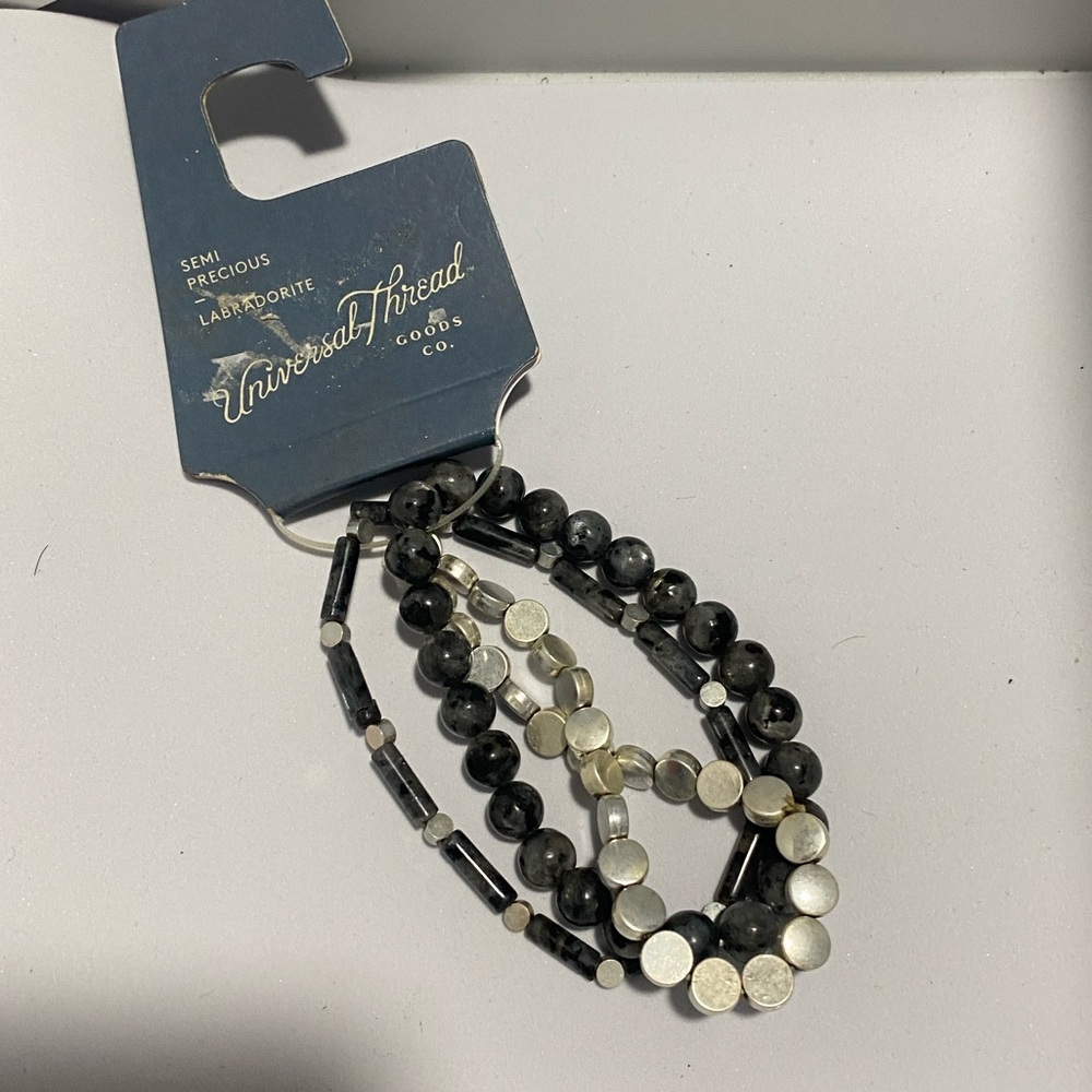 Semi Precious Stones 3 Bracelet Set Universal Thread
